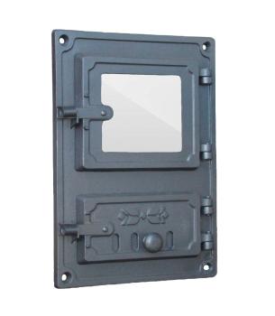 Innbee® Backofentür 375x275 mm Gusseisen Küchentür mit Glas Luftzufuhrregulierung Ofen In-1622